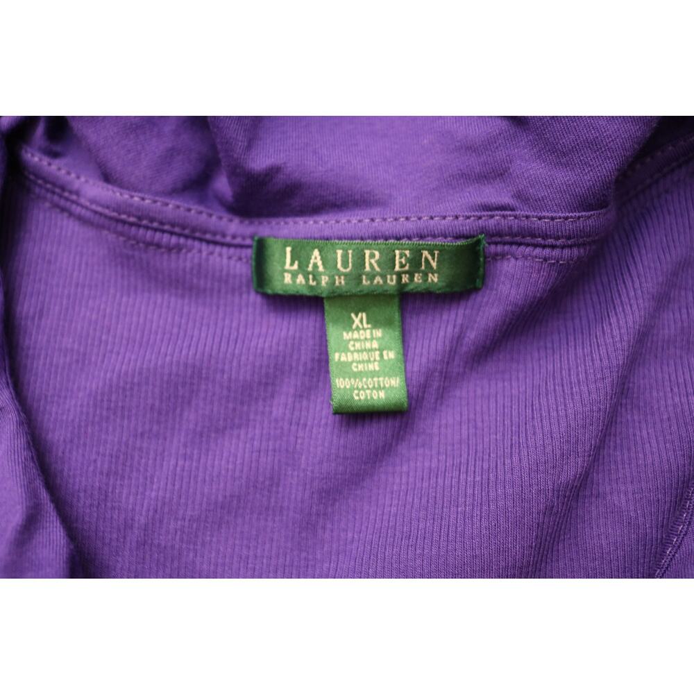 LAUREN RALPH LAUREN Shirt Womens XL Purple Long Sleeve Ruffle Collar Texture - Picture 10 of 12